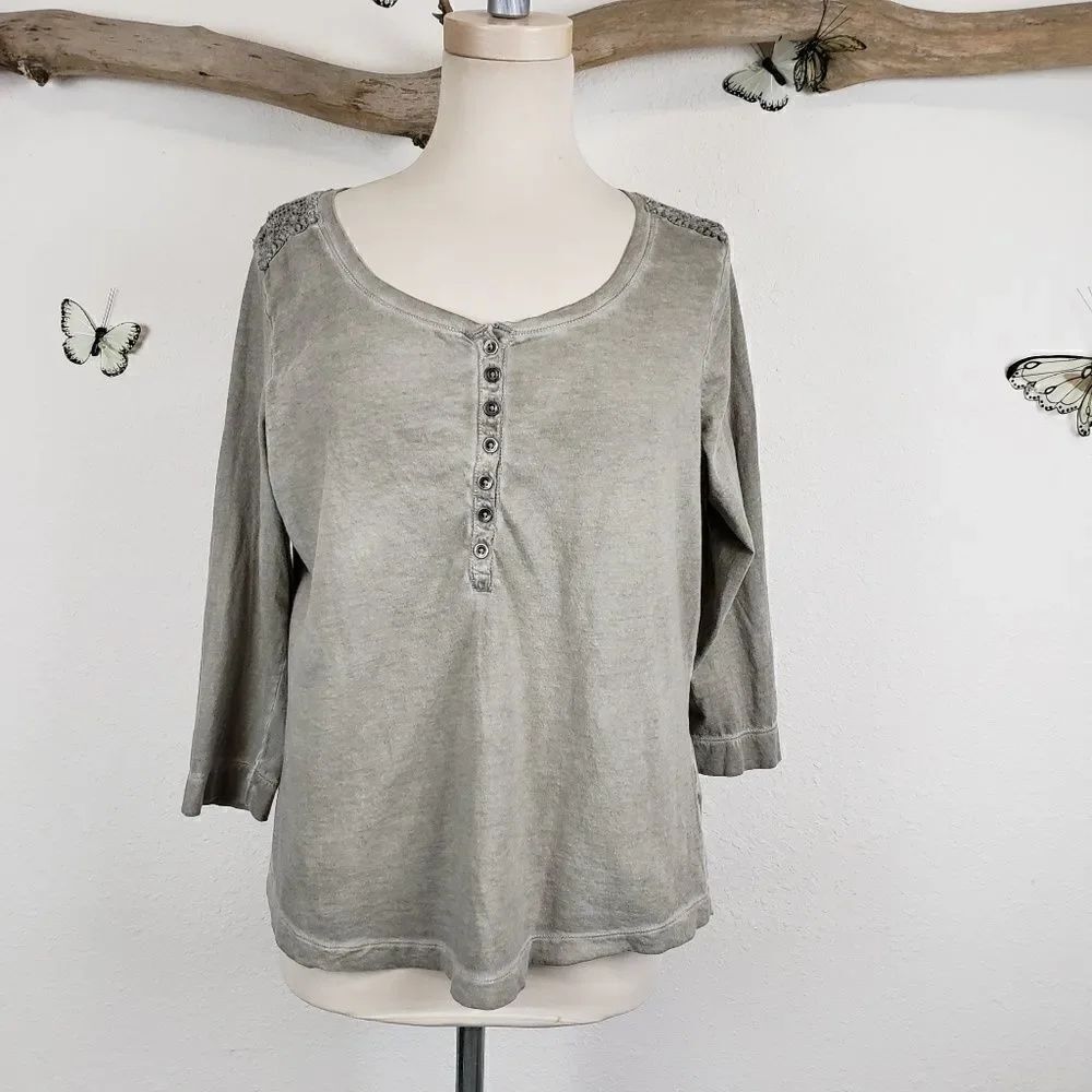 Lauren Ralph Lauren distressed embroidered Henley